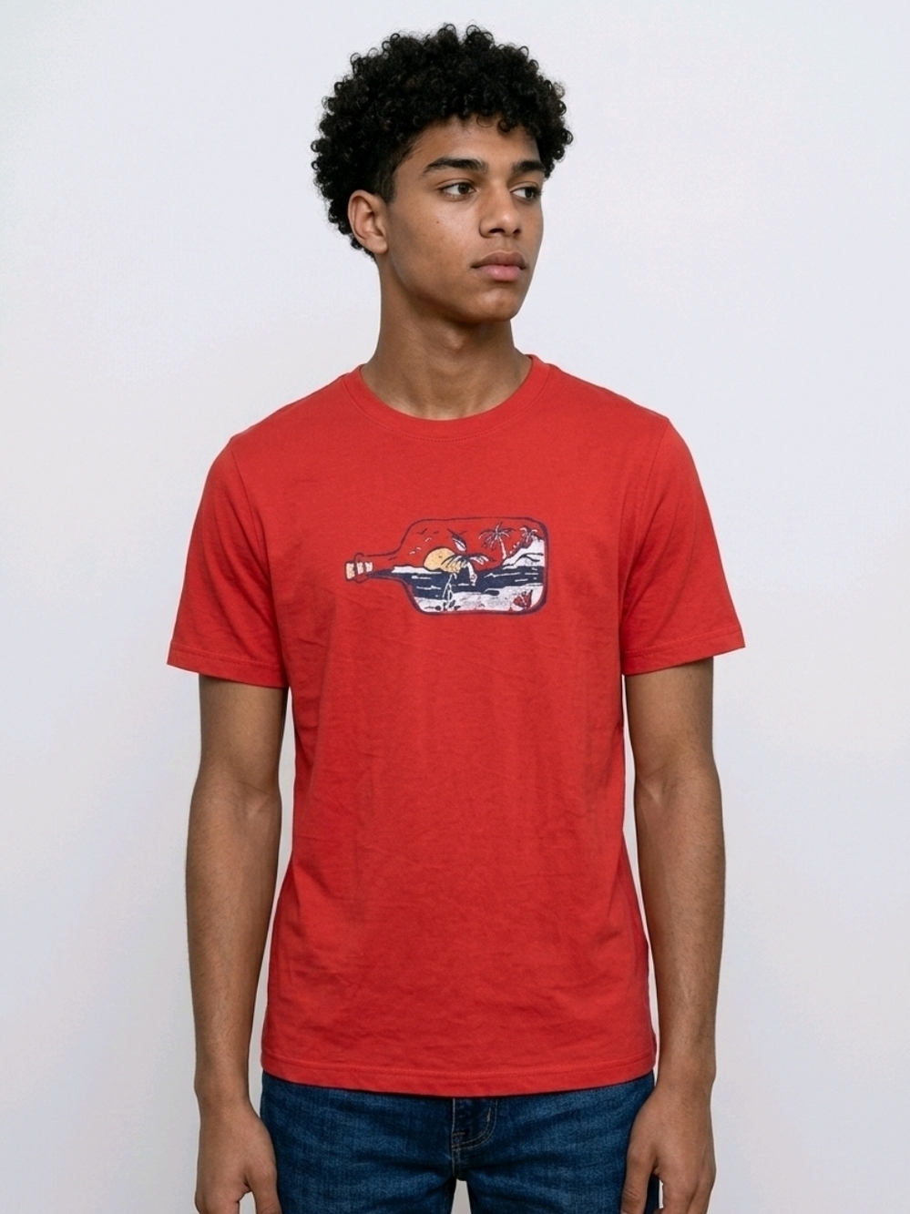NWT St. John's Bay Red Short Sleeve Tee with Paradise In A Bottle Graphic
